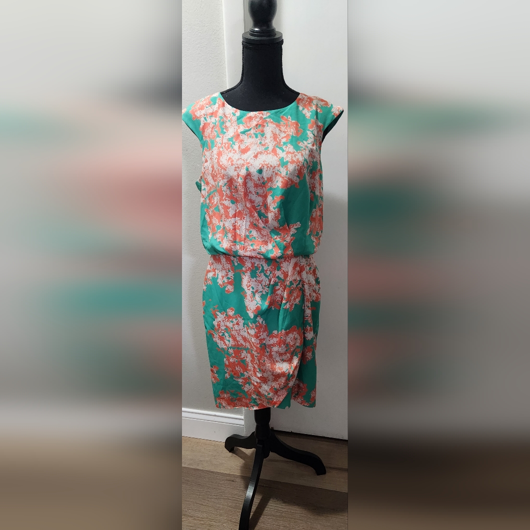 Nwt Beautiful Jessica Simpson Green And Orange Dress Sz 10 (Bin N)
